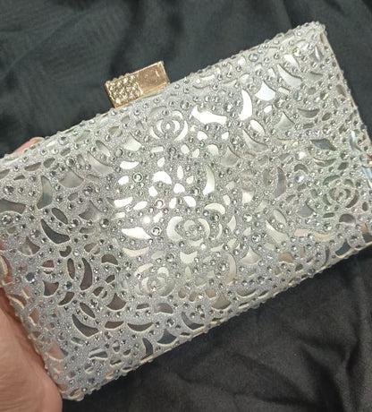 Luxury Silver Stone Clutch