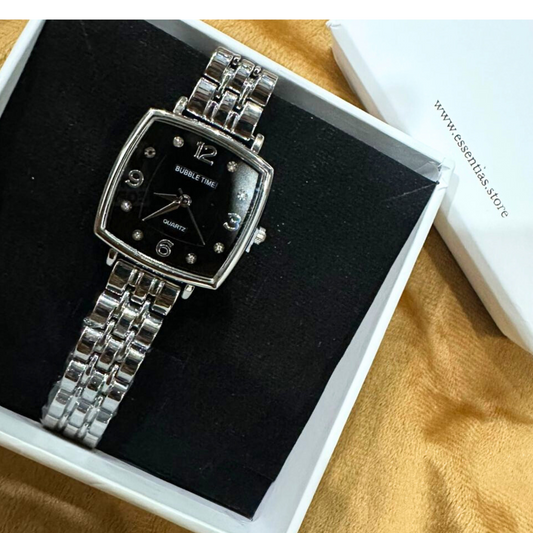 Silvery Square Dial Watch – Modern Minimalist Style in a Sleek Design
