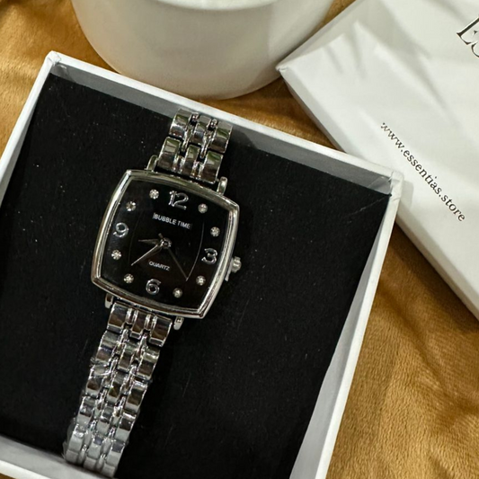 Silvery Square Dial Watch – Modern Minimalist Style in a Sleek Design