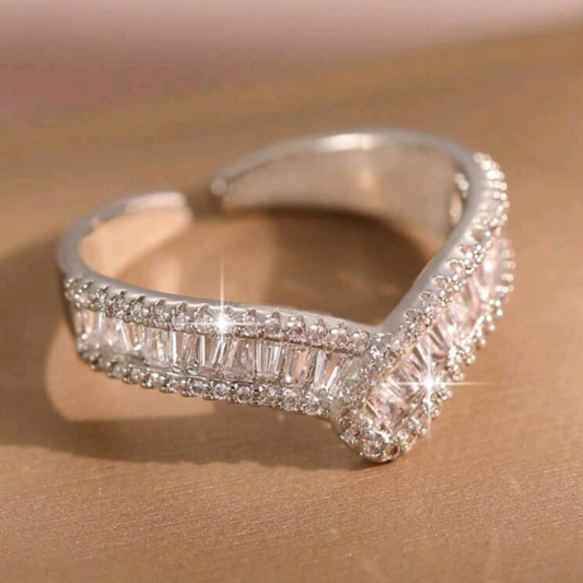 Luxury Zircon Studded  Border Crystal Ring