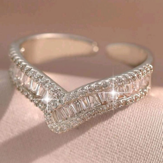 Luxury Zircon Studded  Border Crystal Ring