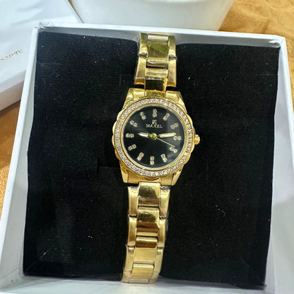 Premium Golden Crystal Studded Watch