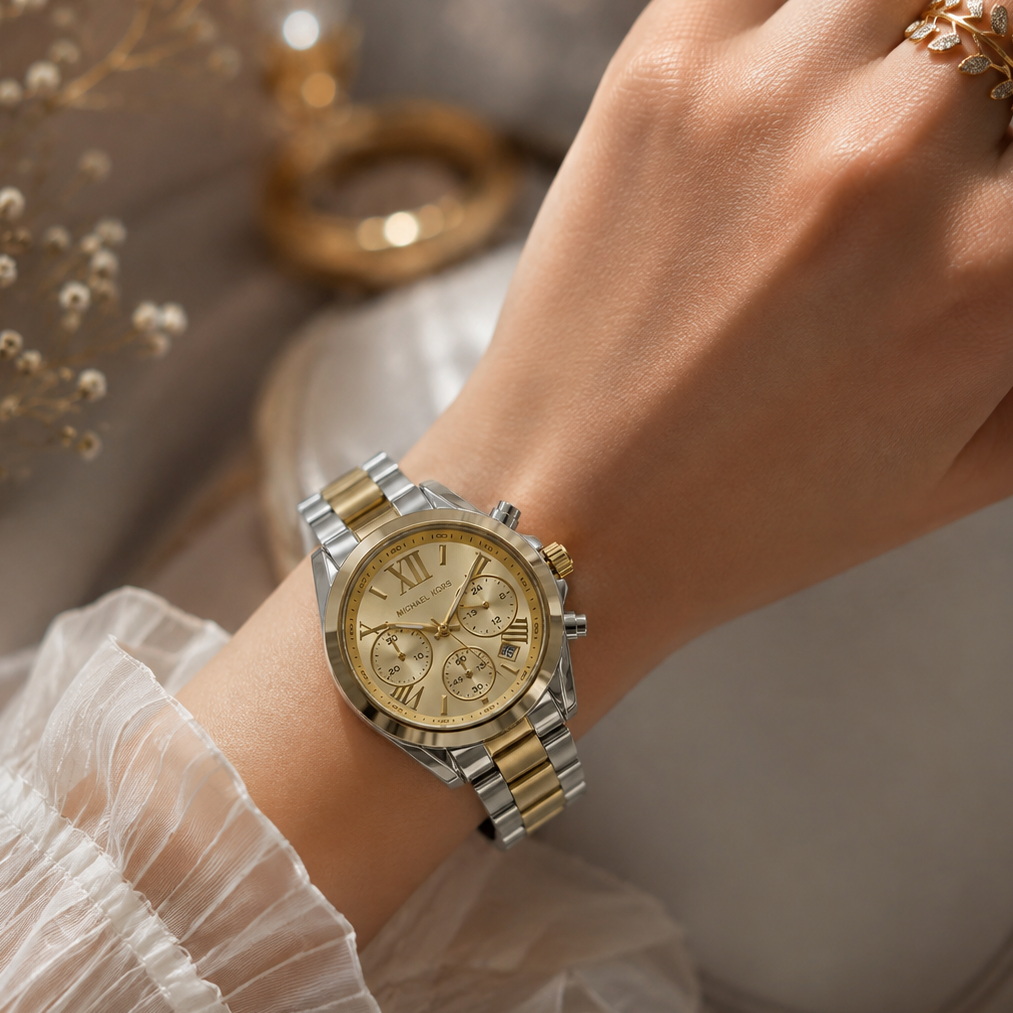 Premium Gold & Silver MK Watch for Women