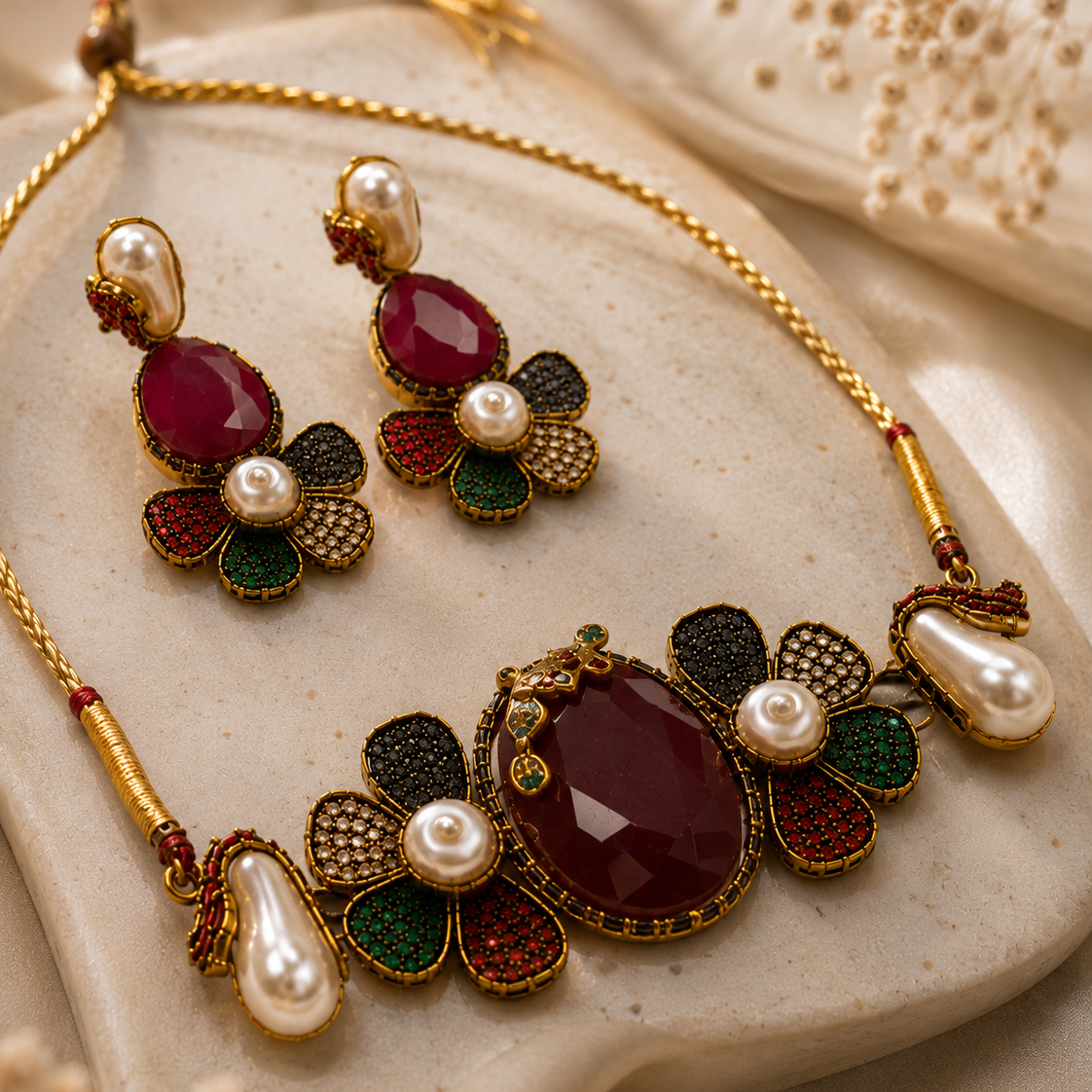 Colourful Stone Necklace Set