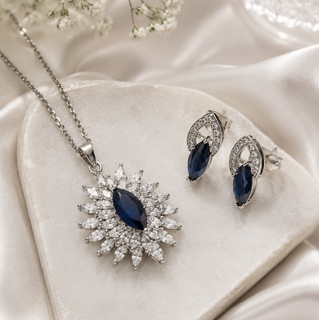 Blue Zirconium Pendant Set