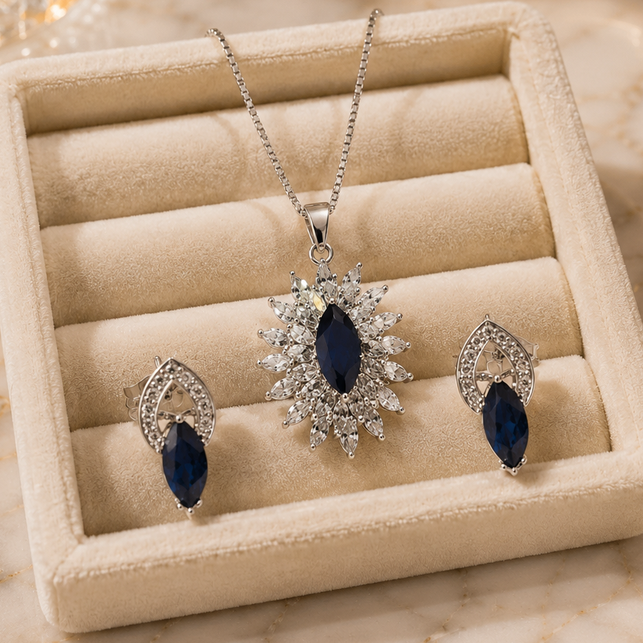 Blue Zirconium Pendant Set