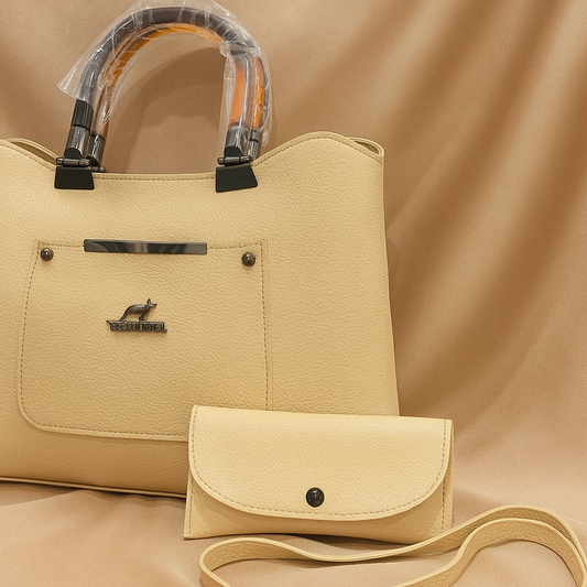 2Pcs Beige Handbag Set