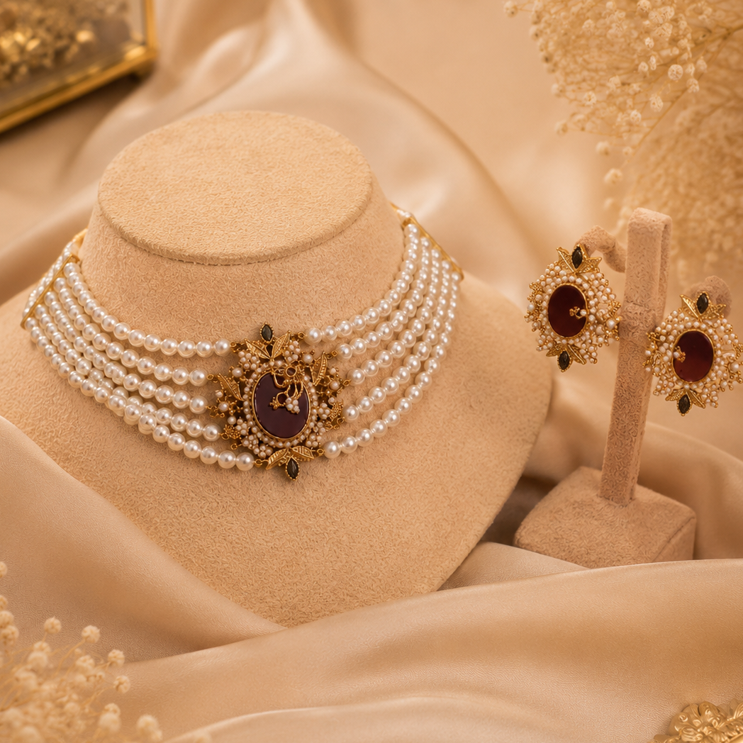 Luxurious Pearl Necklace Set