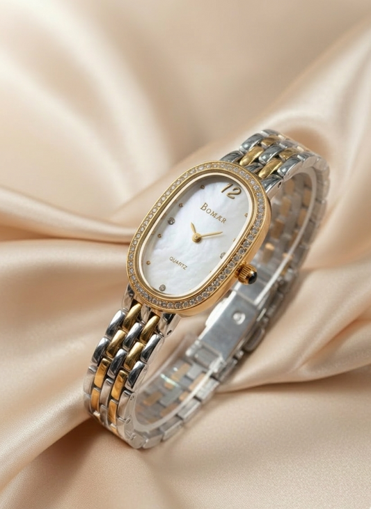 Elegant White Crystal Studded Watch for Women