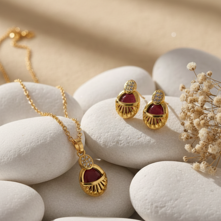 Elegant Golden  Pendant Set