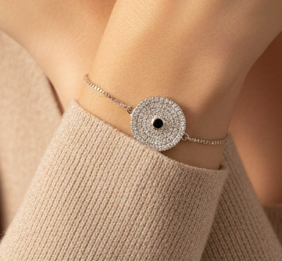 Elegant Silver Crystal Studded Bracelet