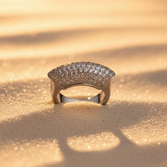 Elegant Silver Crystal Studded Ring