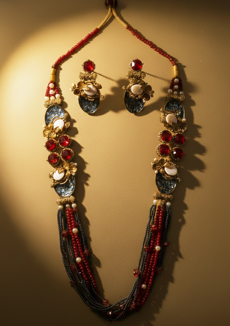 Luxury Classy Maroon Grey  Mala Set