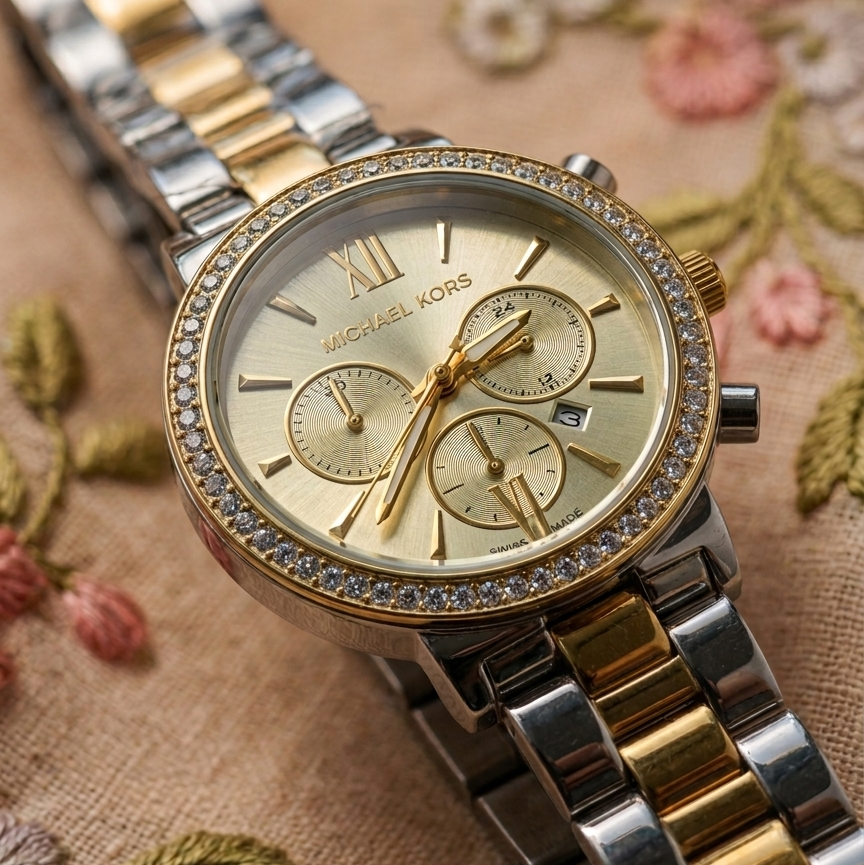 Premium Stone Studded MK Watch For Women