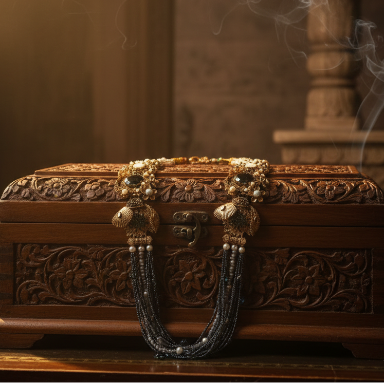 Classic Luxury Grey Antique Golden Mala Set