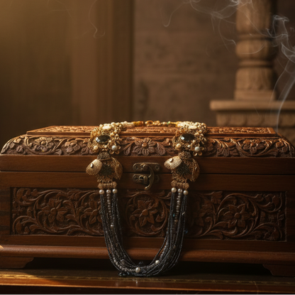 Classic Luxury Grey Antique Golden Mala Set