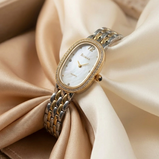 Elegant White Crystal Studded Watch for Women