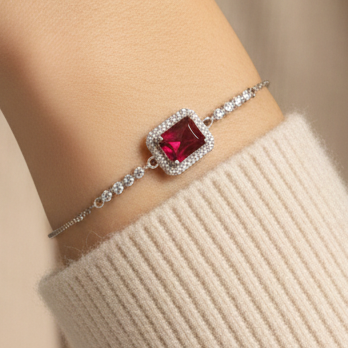 Elegant Silver Maroon Bracelet