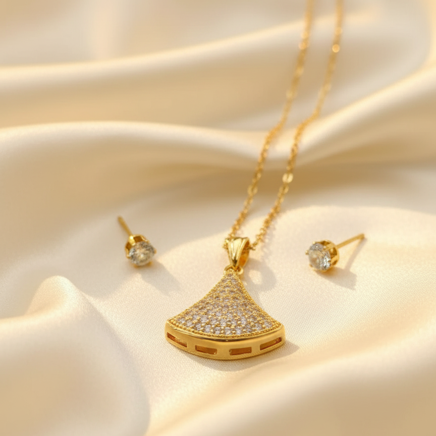 Elegant Golden Zircon Pendant