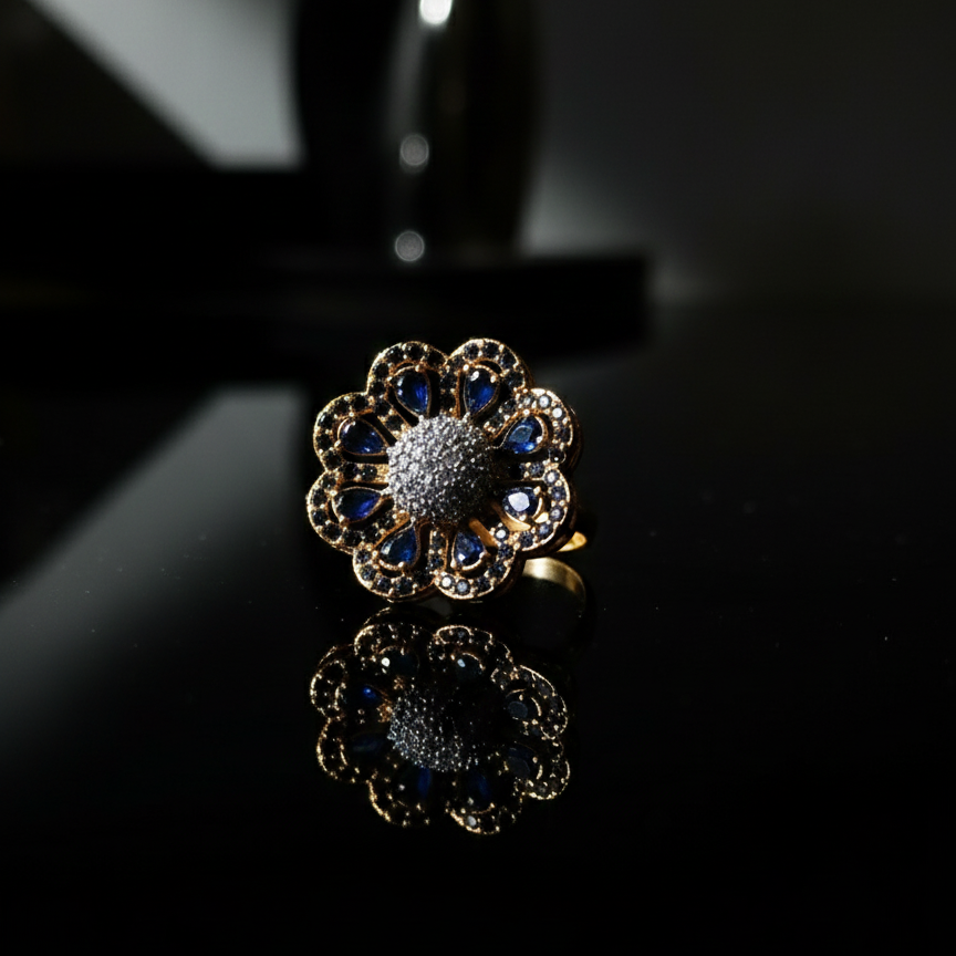 Luxury Blue Crystal Zircon Ring