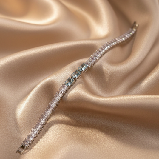 Luxury Pink Silver Crystal Bracelet