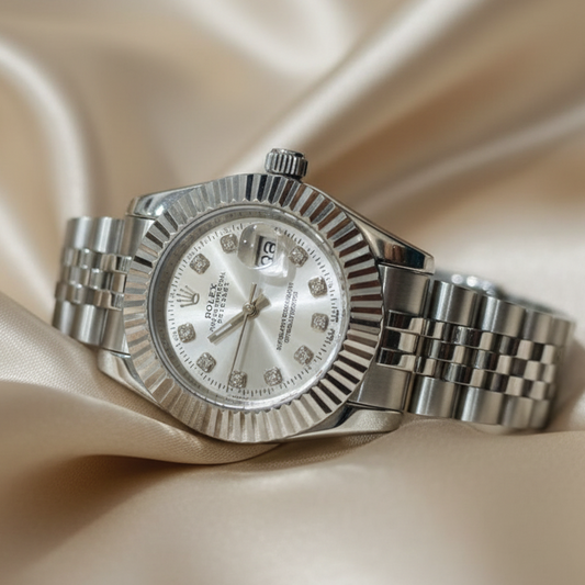 Luxury Silver Rolex Watch