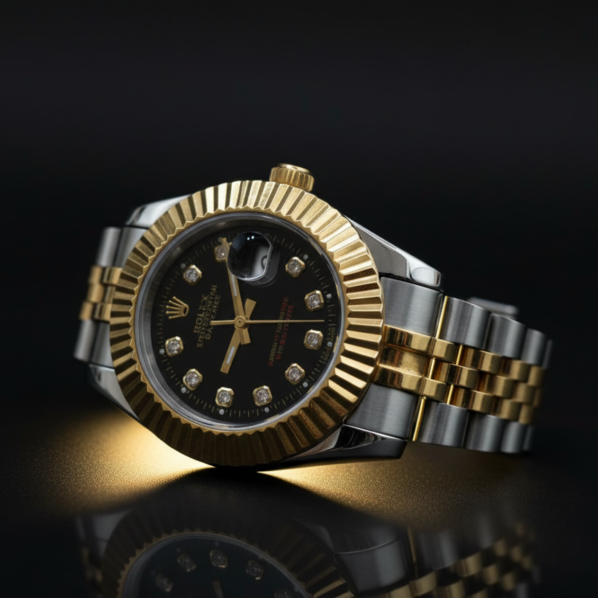 Premium Silver Gold Rolex Watch