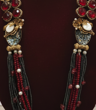 Luxury Classy Maroon Grey  Mala Set