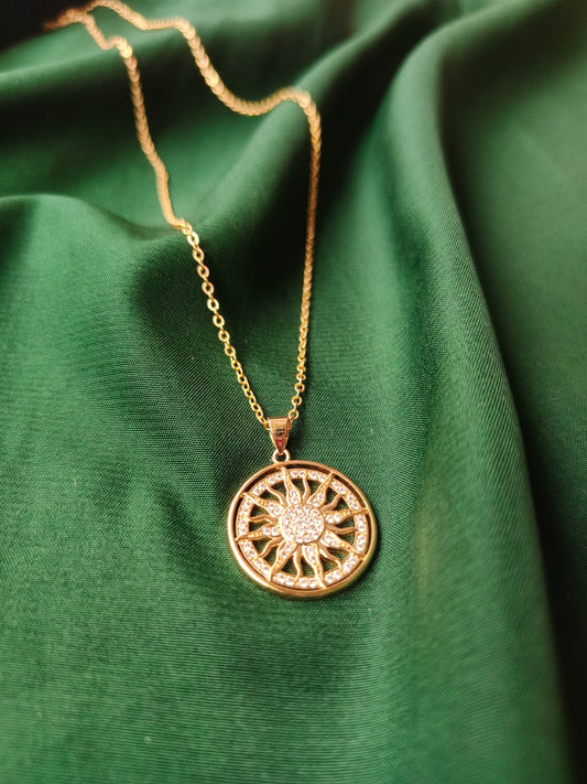 Golden Crystal Studded Pendant