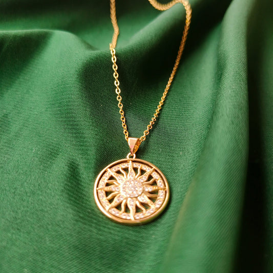 Golden Crystal Studded Pendant