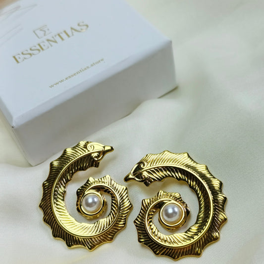 Premium Shiny Gold Pearl Earrings