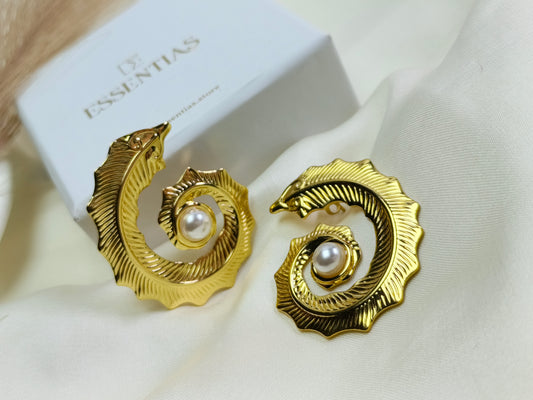 Premium Shiny Gold Pearl Earrings