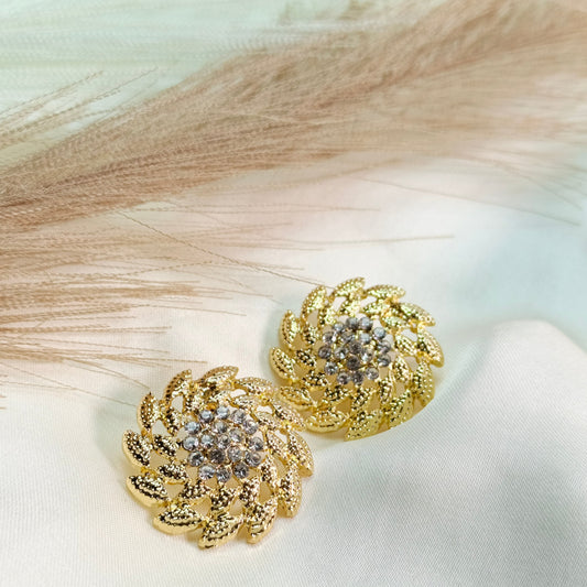 Golden Crystal Studded Earrings