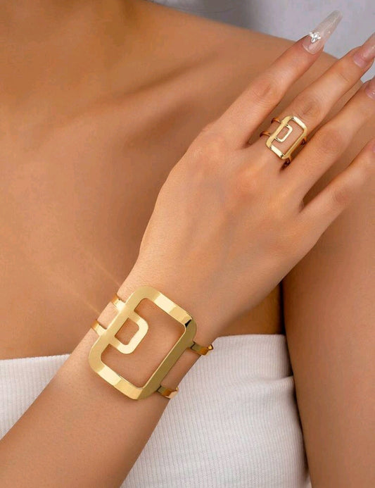 Elegant Geometric Cuff Bracelet Set
