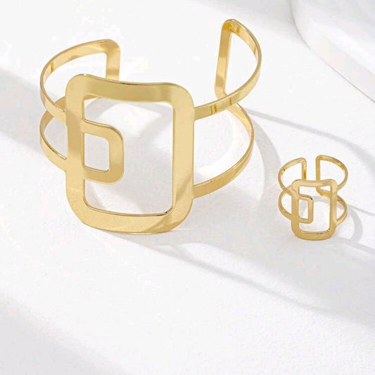 Elegant Geometric Cuff Bracelet Set