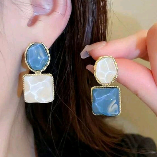 Unique Water Wave Square Earrings