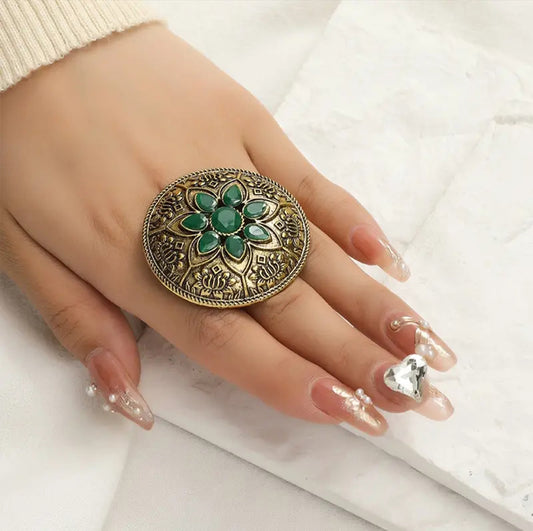 Stylish Traditional Ring – Elegant Ethnic Design for Women-ESSENTIAS
