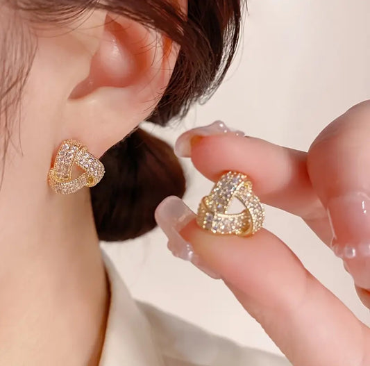 Zirconium Triangle Stud Earrings