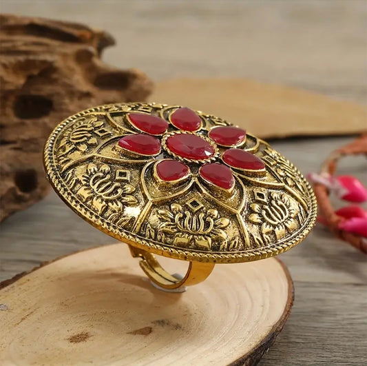 Stylish Traditional Ring – Elegant Ethnic Design for Women-ESSENTIAS