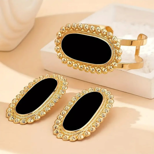 Stylish Black and Golden Bracelet Set