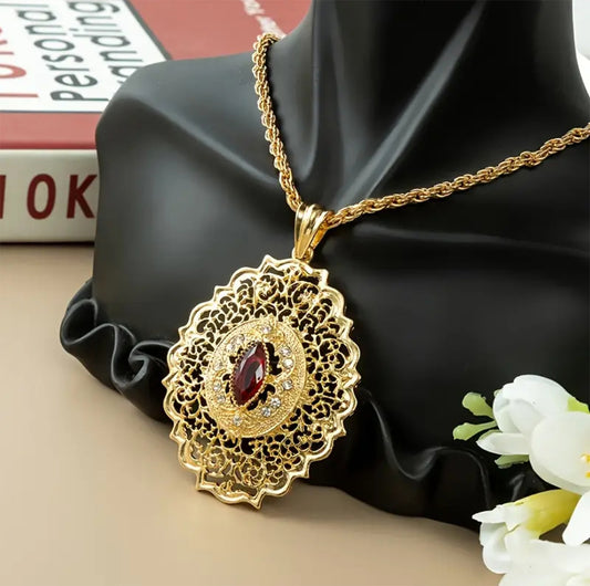 Classic Golden Crystal Studded Pendant