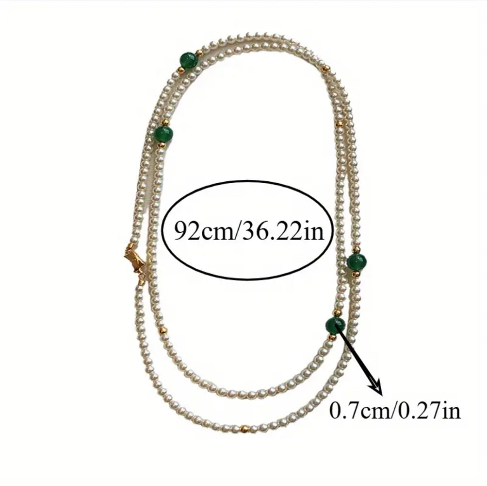 Green Beads  Pearl Necklace – -ESSENTIAS