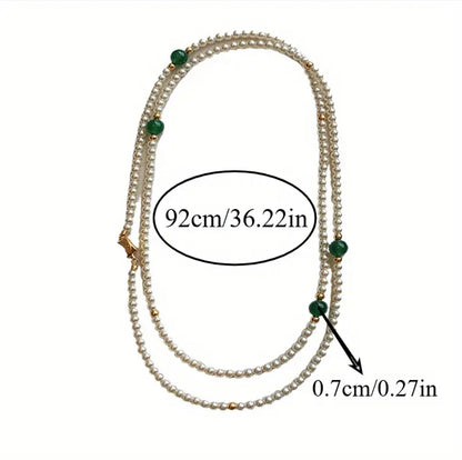 Green Beads  Pearl Necklace – -ESSENTIAS