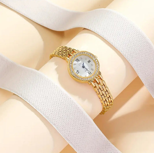 Premium Golden Zircon Studded Watch