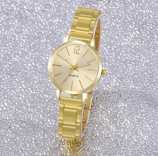 Stylish 2Pcs Golden Watch Set