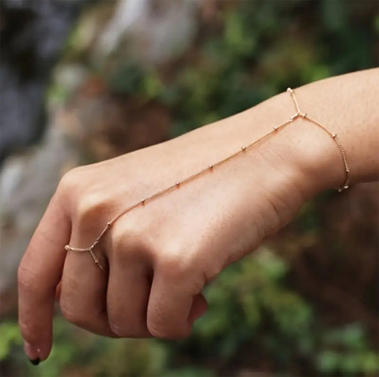 Golden Bracelet Ring Chain