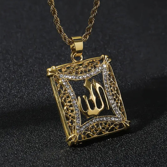 Zircon Studded Golden Pendant – ESSENTIAS