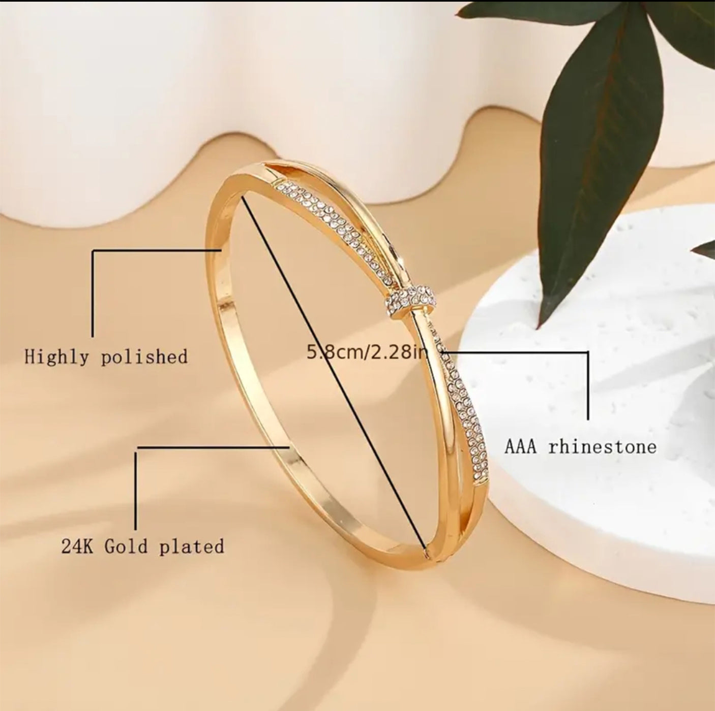 Luxury Zircon Studded Bangle Bracelet