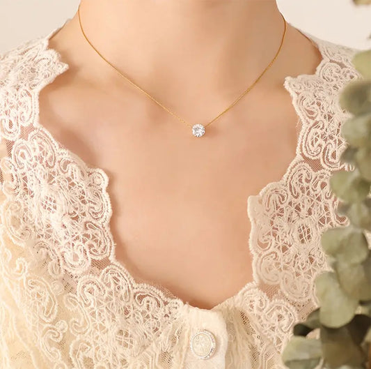 Elegant Golden Round Crystal Pendant