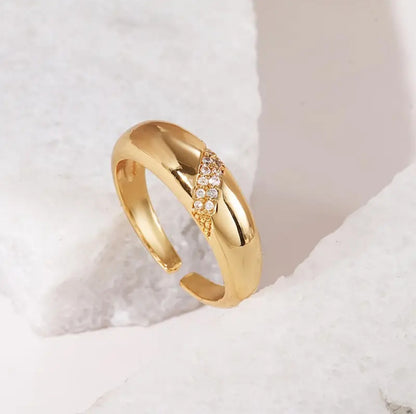 Golden Ring With Sparkling Cubic Zirconia
